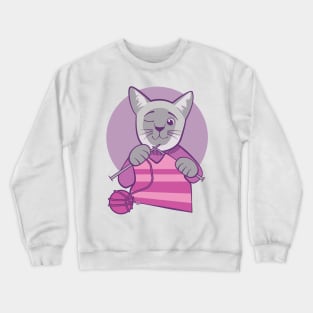 Knitting Siamese Kitty Crewneck Sweatshirt